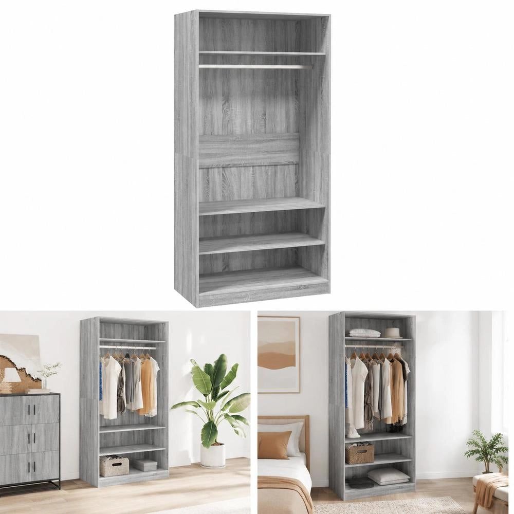 Wardrobe Grey Sonoma 100x50x200 Cm Wood-based Material