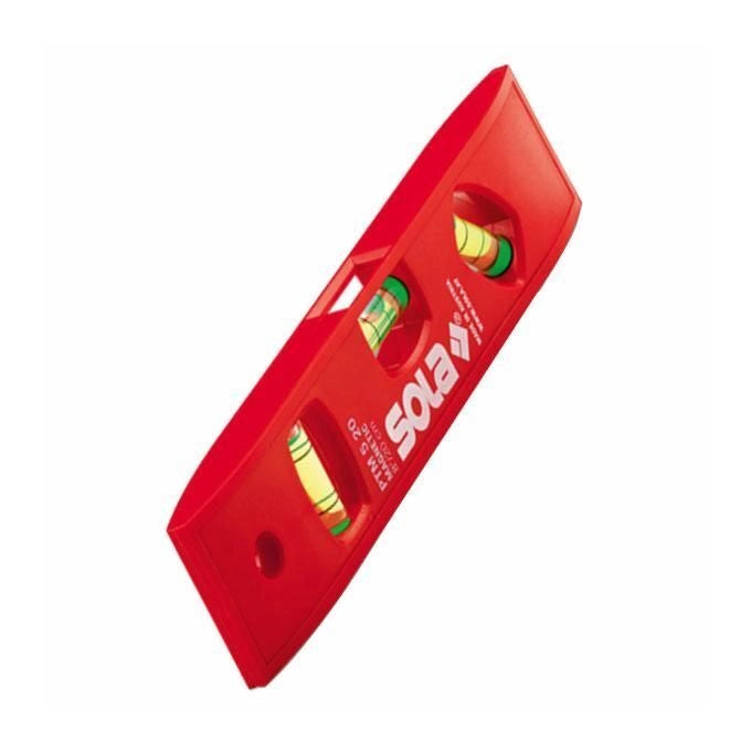 Sola PTM5 Livella Torpedo in Resina ABS 20 cm 3 Fiale Base Magnetica colore Rosso