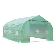SERRA DA GIARDINO CON TETTO SPIOVENTE IN PE E TUBI D'ACCIAIO VERDE SCURO 4.5X3X2M