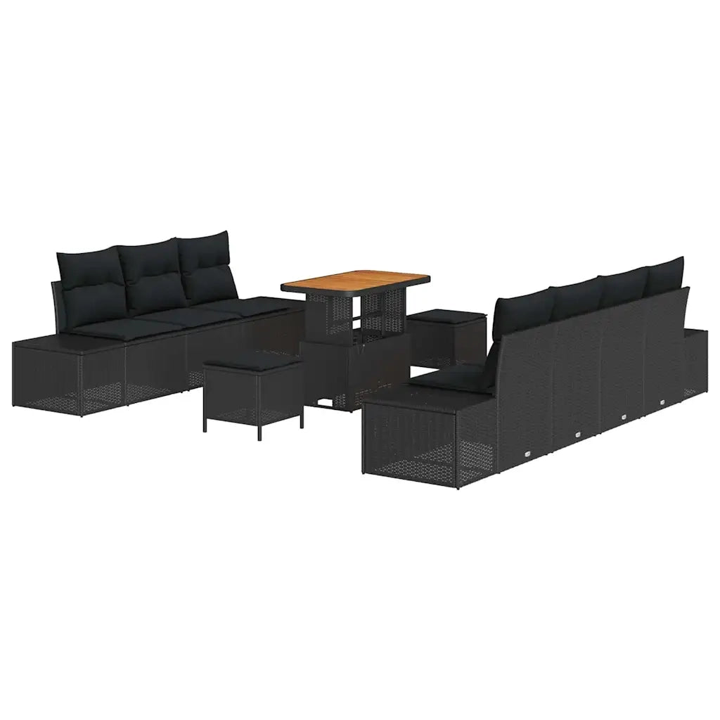 Set Divano da Giardino con cuscino 10 pcs Nero polyrattan 3362749