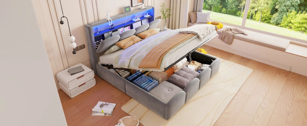 letto imbottito velluto grigio 140 x 200 cm