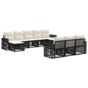 Set Divano da Giardino 10 pcs Nero e Bianco Crema polyrattan 3435256