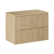 Set da bagno NATURA 80cm: mobile sottolavabo + piano per lavabo in aspetto legno chiaro scanalato verticalmente