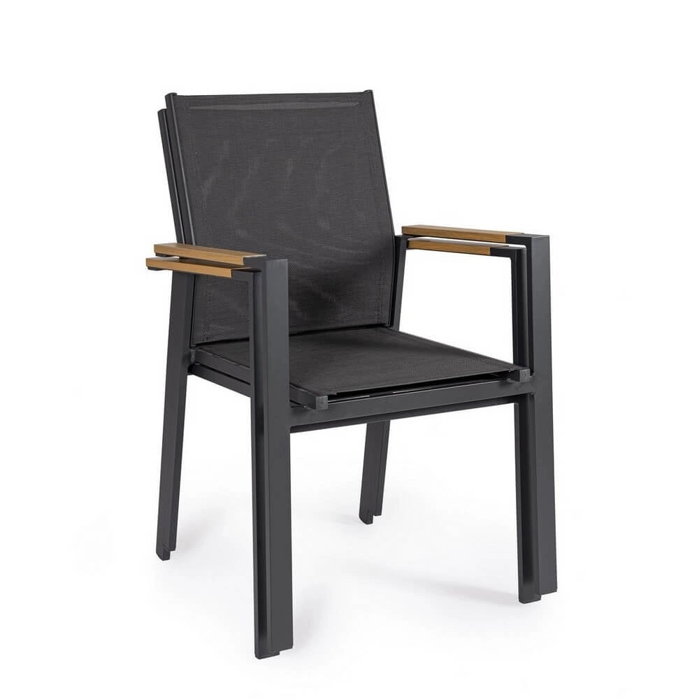 Set 4 Sedie con Braccioli Alluminio Antracite Moderno Esterno - ISKIEL