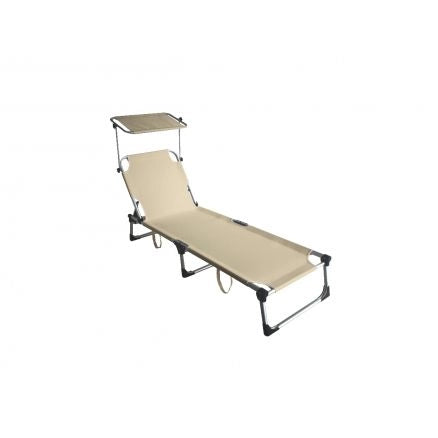 LETTINO PRENDISOLE PIEGHEVOLE DA GIARDINO CON TETTUCCIO BEIGE MYKONOS 187X57X30