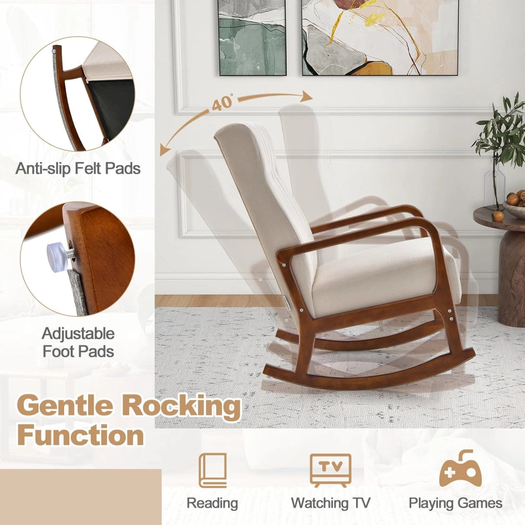 Sedia a Dondolo con Poggiapiedi, Poltrona Camera da Letto, Poltrona a Dondolo da Interno, Set Sedia a Dondolo e Poggiapiedi per Cameretta, Salotto 2 Colori
