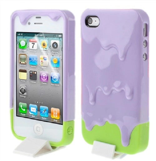 CUSTODIA COVER GELATO ICE CREAM 3 D 3D MELT PER APPLE IPHONE 4 E 4S LILLA VERDE