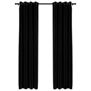 Tende Oscuranti | Tende Blackout Effetto Lino con Occhielli 2 pz 140x245cm Nere