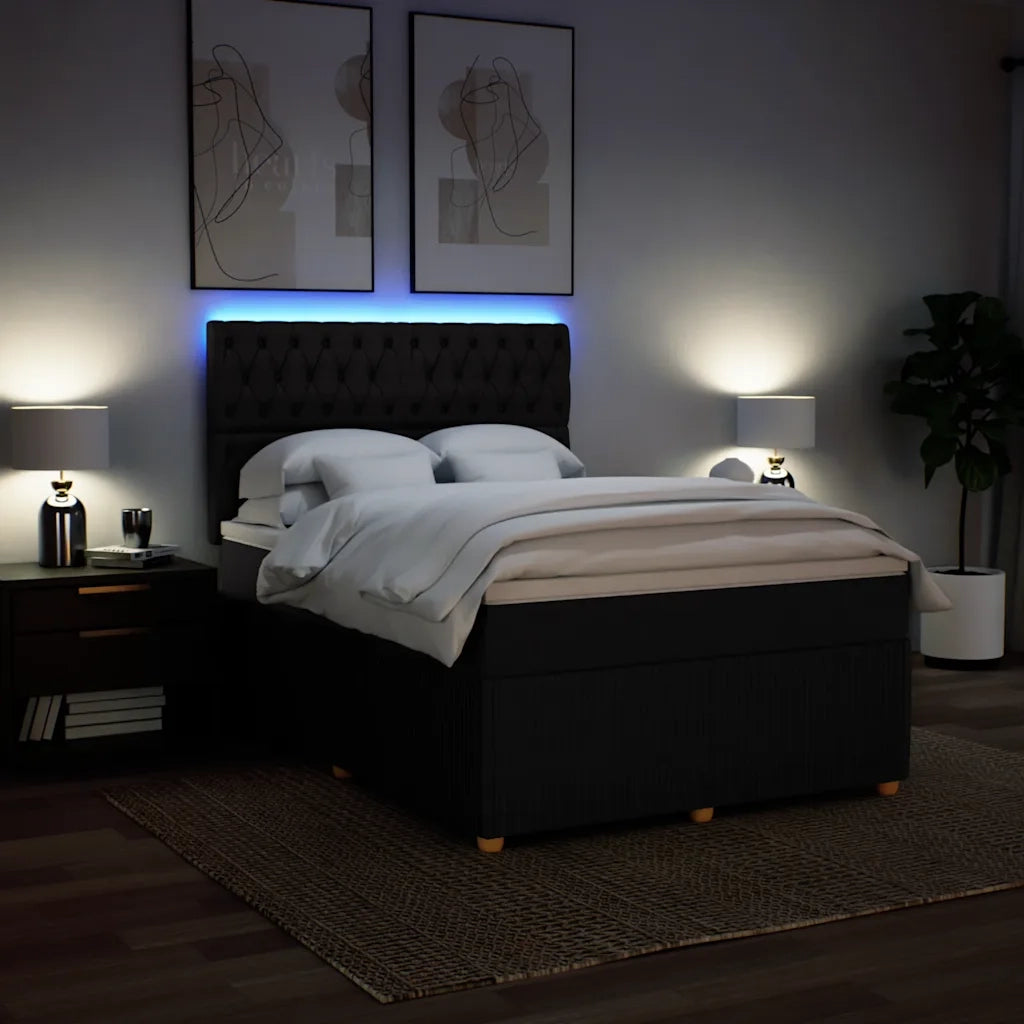Giroletto a Molle con Materasso Nero 140x200 cm in Tessuto