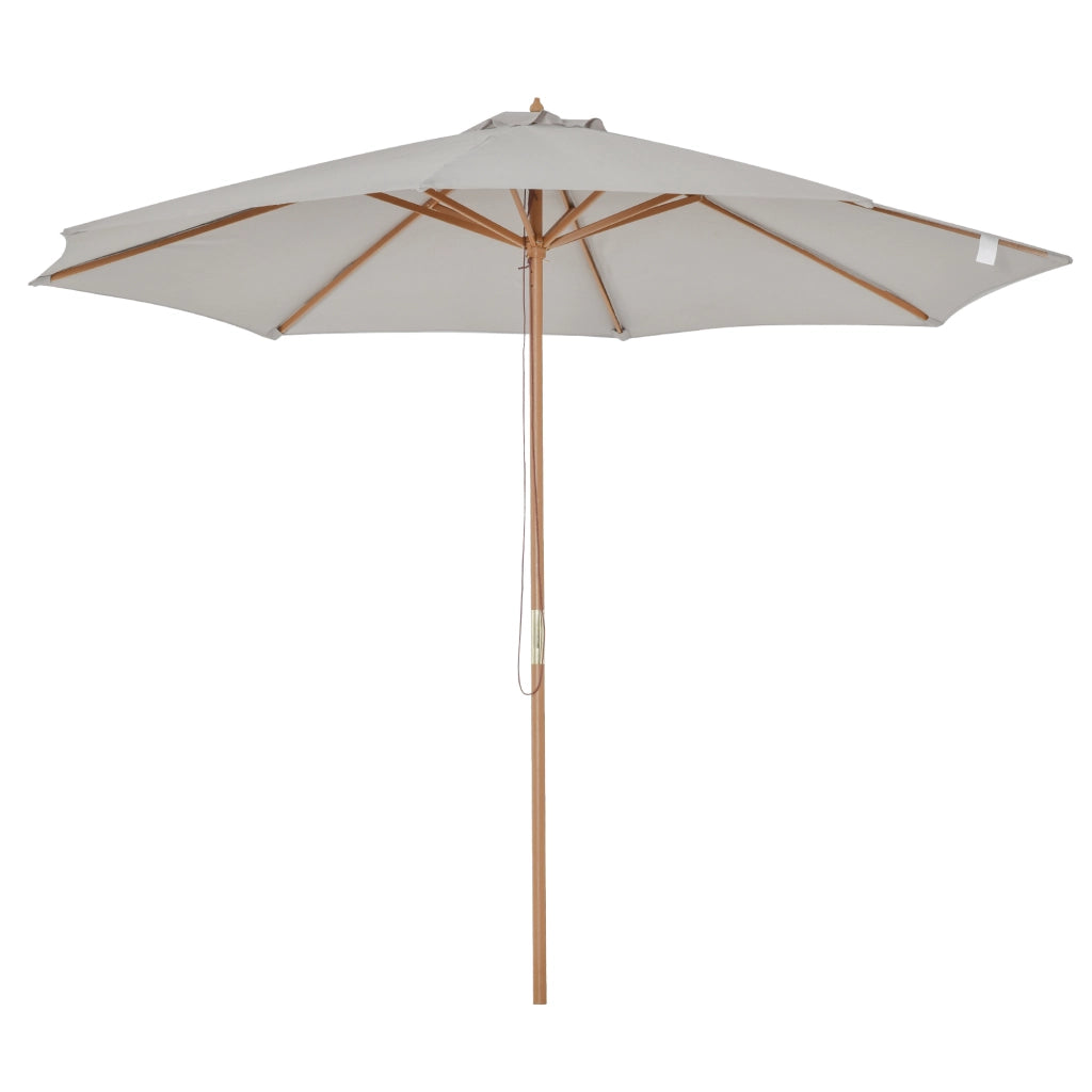 Ombrellone da giardino in legno bambù diametro 300 cm colore grigio robusto per balcone terrazza e giardino