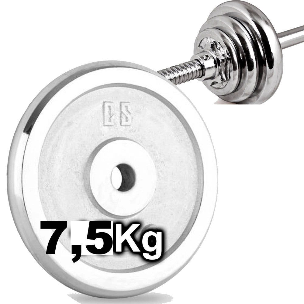 Trade Shop - Disco Olimpico In Acciaio Piastra Pesi Per Bilanciere Manubri Da 7,5kg Foro 30mm -