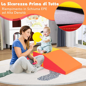 Set di 2 Blocchi per Gattonare e Arrampicare per Neonati e Bambini, Set di Blocchi di Schiuma Morbida per Gioco Attivo Interno, Set di Gioco Morbido per Sviluppo dei Bambini (Giallo e rosso)