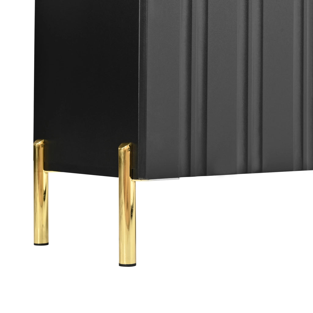 Mobile contenitore a 3 ante con ripiani regolabili in MDF e pannello truciolare nero 120 × 35.5 × 80 cm