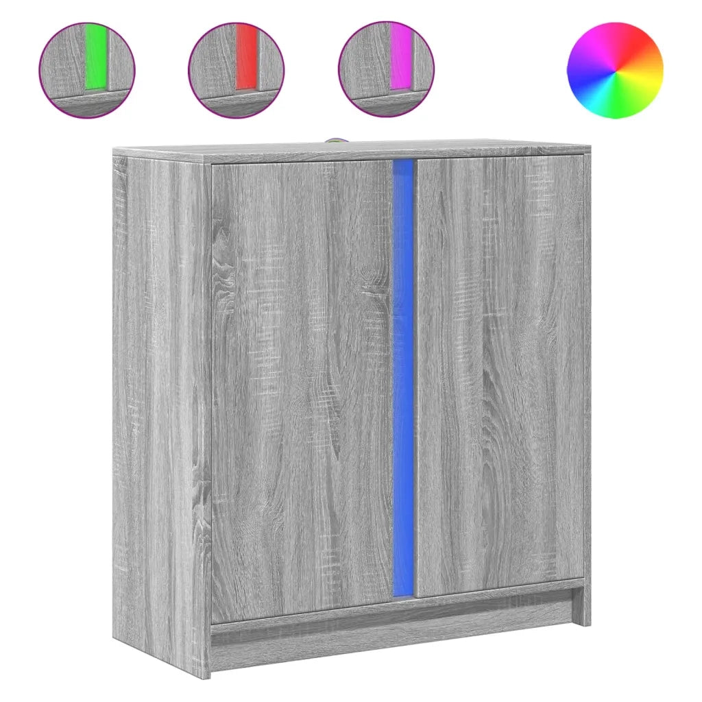 vidaXL Credenza con LED Grigio Sonoma 77x34x85 cm in Legno Multistrato