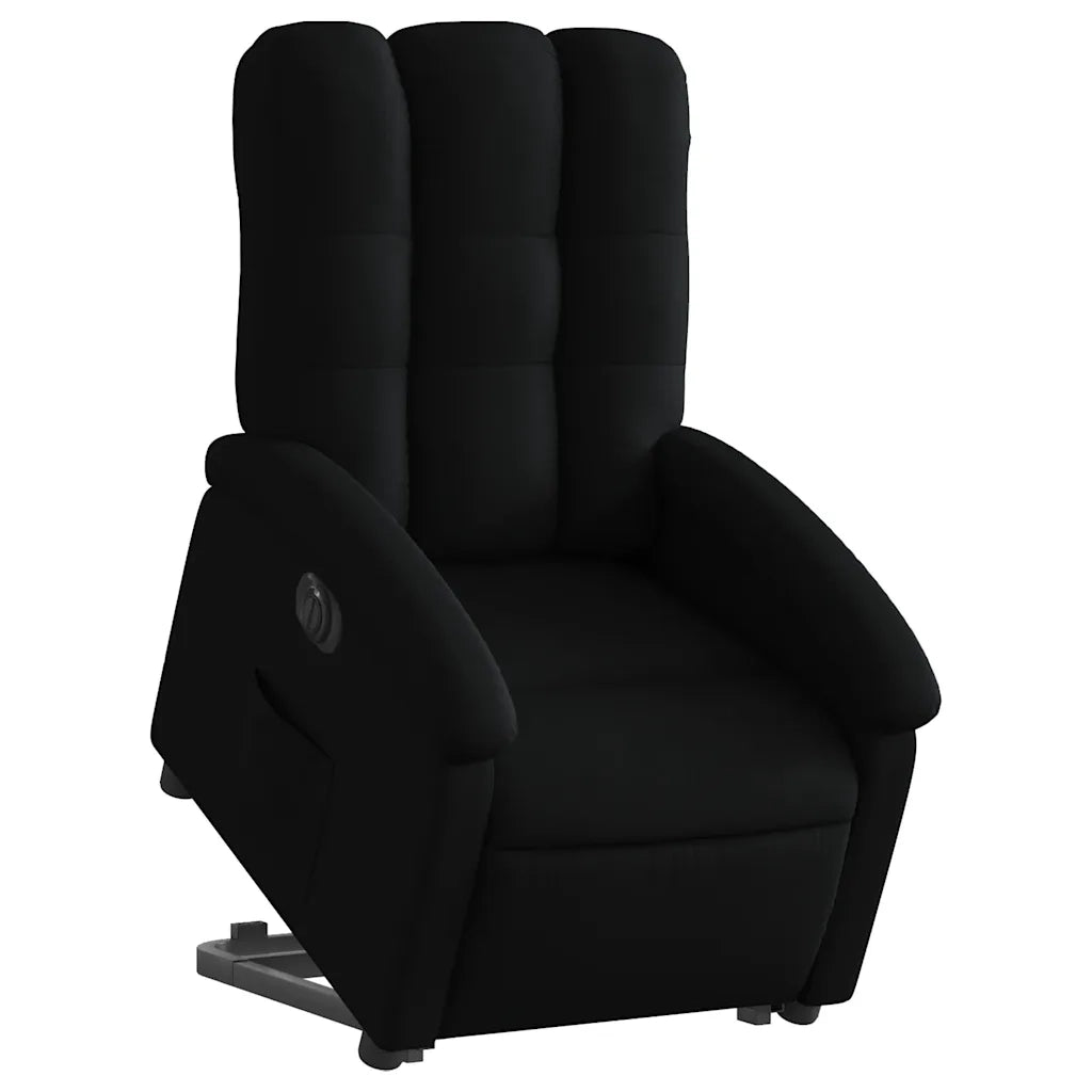 Poltrona Alzapersona Reclinabile Elettrica Nera in Tessuto
