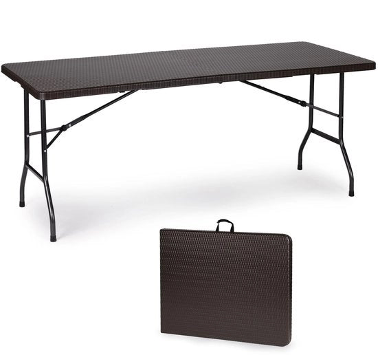 Tavolo da giardino pieghevole 180 x 75 cm - Tavolo da campeggio - Tavolo da buffet - Tavolo pieghevole - Tavolo in plastica - Tavolo con struttura in acciaio