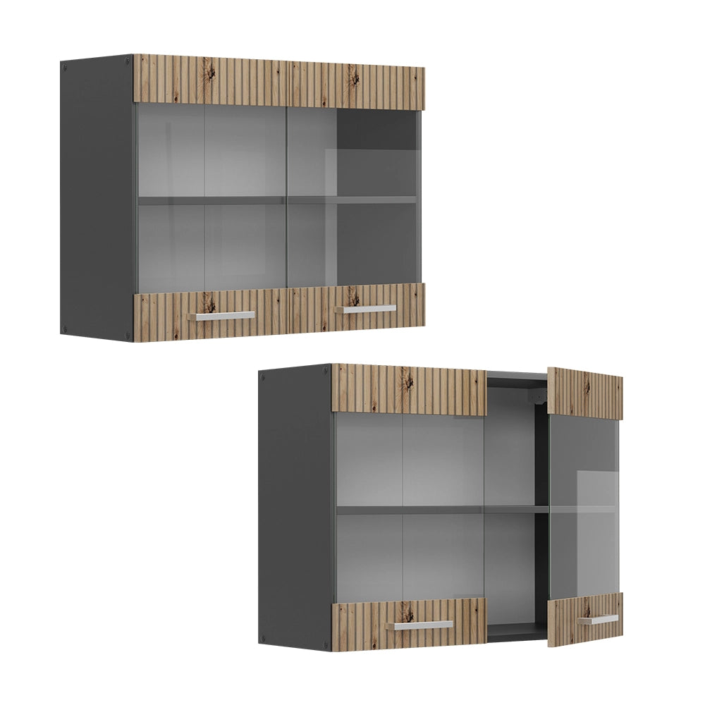 Vicco Mobile da cucina in vetro Rovere artigianale 80 cm