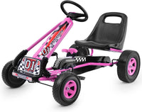 Go Kart a Pedali per Bambini, con Sedile Regolabile e Freno a Mano, Go Kart Veicolo per Bambini 3-8 Anni, Portata Massima 30 kg (Rosa)