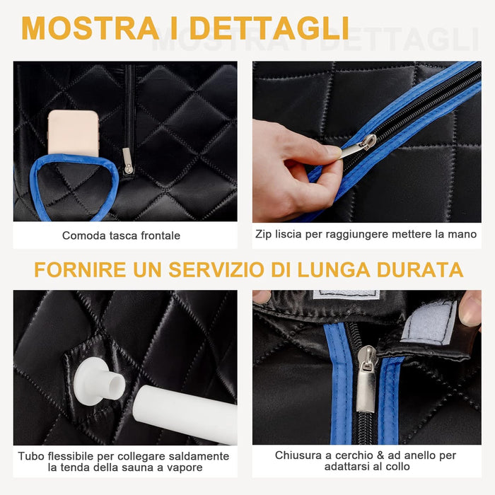 1000 W Sauna a Vapore Portatile con Telecomando, Sauna Domestica Bagno di Vapore con Sedia, Sauna Spa 3L, Funziona Timer 15-90 min (Nero)