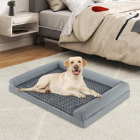 Cuccia Cane Interno in Schiuma, Brandina per Cani con Cuscino, Copertura Rimovibile e Tessuto Interno Impermeabile, Lettino per Animali Domestici, Grigio (122 x 89 x 18 cm)