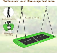 Altalena da Giardino per Bambini, Altalena 150cm con Struttura in Acciaio, Con Corde Regolabili, Adatta per Portico Cortile Giardino (Verde)