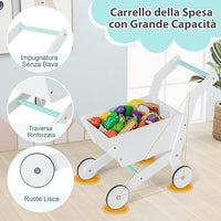 Set da Supermercato in Legno per Bambini, Gioco di Finta Spesa con Registratore di Cassa, Carrello della Spesa, Lavagna, Nastro Trasportatore, Mercato Interattivo con Contenitore e Luci LED