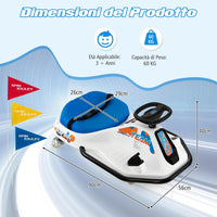 24 V Go Kart per bambini, Auto Drift con Giro a 360°, con Connessione Wireless USB Radio Musica e 3 Bandierine, Avviso Lento, 3-8 km/h, per Bambini 3+ Anni