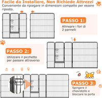 Recinto per Cani Interno ed Esterno, 8 Pannelli Altezza 60/80 CM Recinzione per Piccoli/Medi Animali/Coniglio/Gatto, Cancelletto Portatile Pieghevole con Porta (190 x 80 cm)