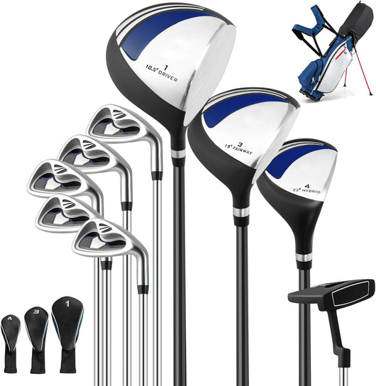 Set da Golf Completo con 9 Mazze e Sacca da Golf, Driver 460cc, da Uomo, Blu