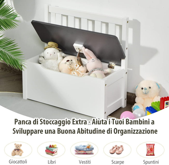 Set 4 Pezzi Tavolo e Sedie per Bambini, Set Tavolo Attività di Legno 2 in 1 per Bambini con 2 Sedie e 1 Panca, Per Bambini per Giocare Disegnare Leggere e Mangiare (Grigio)