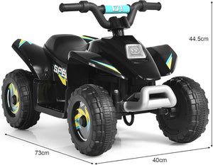 6V Quad Elettrico per Bambini con Batteria, Mini Quad con Funzione Avanti/Indietro, Velocità Massima 4,6 km/h (Nero)