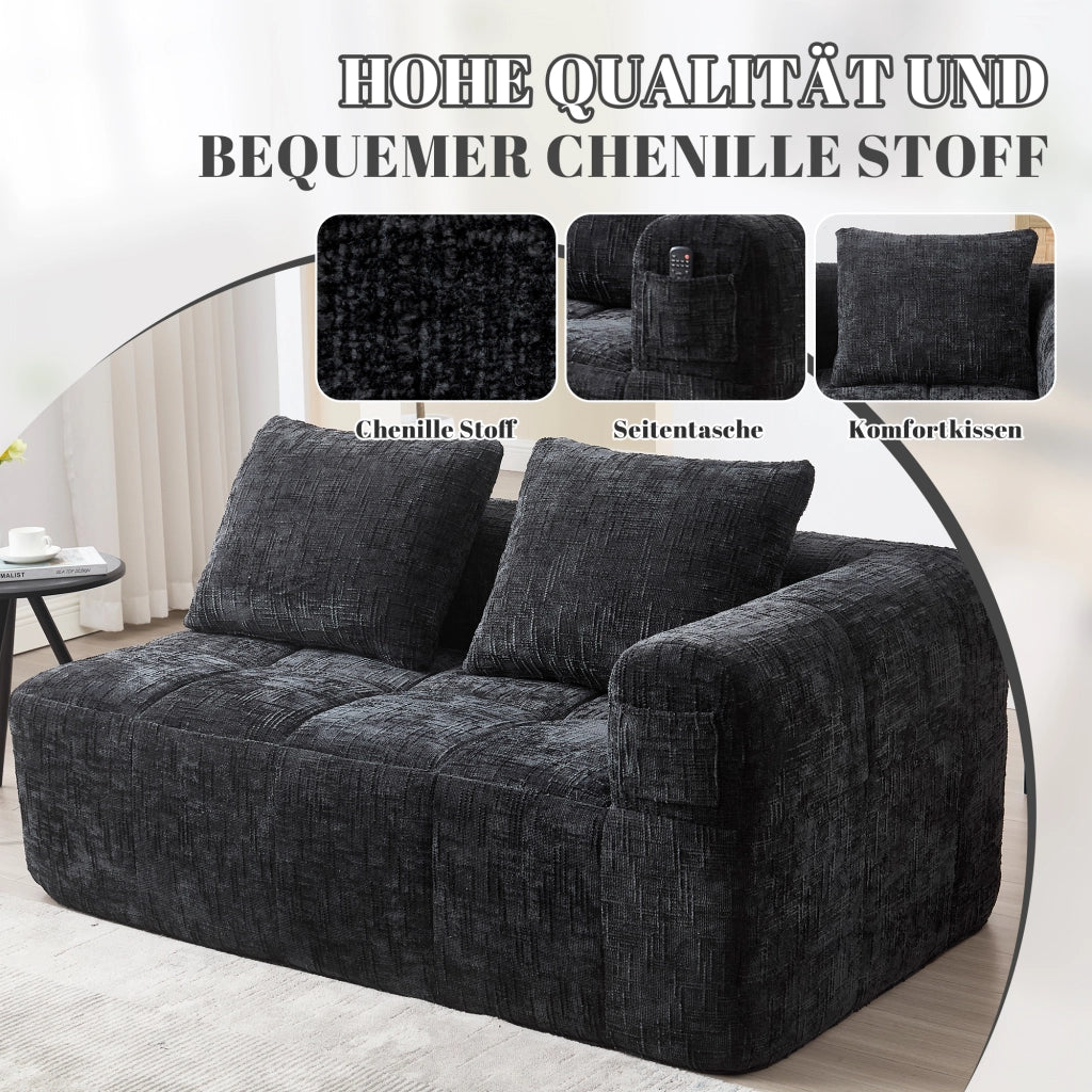 DIVANO Chaise Lounge 158x90x60 cm in Chenille Nero