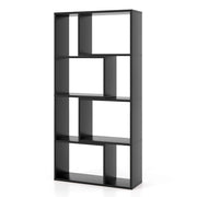 Libreria geometrica a 4 ripiani da 120cm-Organizzatore di stoccaggio moderno con 8 cubi in legno per soggiorno Nero