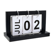 Calendario a scorrimento verticale classico, calendario in legno eterno, calendario a scorrimento in legno retro per il tavolo, adatto per la casa e per l'ufficio, decorazione per ufficio (nero).