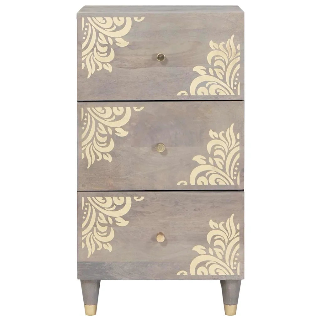 Credenza | Madia | Buffet da pranzo | Armadio da pranzo Grigio e Oro 40 x 33 x 75 cm Legno di mango massello