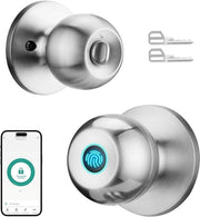 Deurkruk Biometrisch, App e Sleutelloso - Satijnnikkel per Porta d'Entrata e Camera da Letto