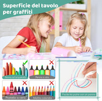 Set Tavolo e 4 Seide per Bambini, Scrivania Regolabile in Altezza con Piano Graffiti, Gambe Antiscivolo, Mobile Multifuzione con 4 Posti per Cameretta, Asilo e Scuola (Verde)
