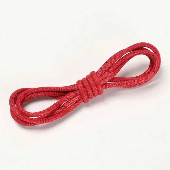 Due paia di cinture di scarpe sostitutive sottili e rotonde, verniciate, con diametro 2,5 mm per scarpe eleganti, oxford, brogue, derby, Martin, oxford o desert boot (1 m) - rosso - 1m