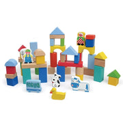 Trade Shop - Costruzioni In Legno 50pz Blocchi Mattoncini Costruzione Bambini Con Contenitore -