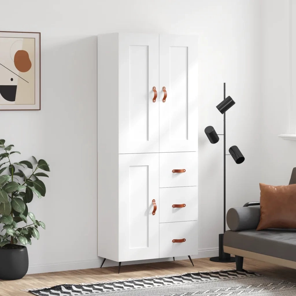 Credenza | Madia | Buffet da pranzo | Armadio da pranzo Bianca 69,5x34x180 cm in Legno Multistrato