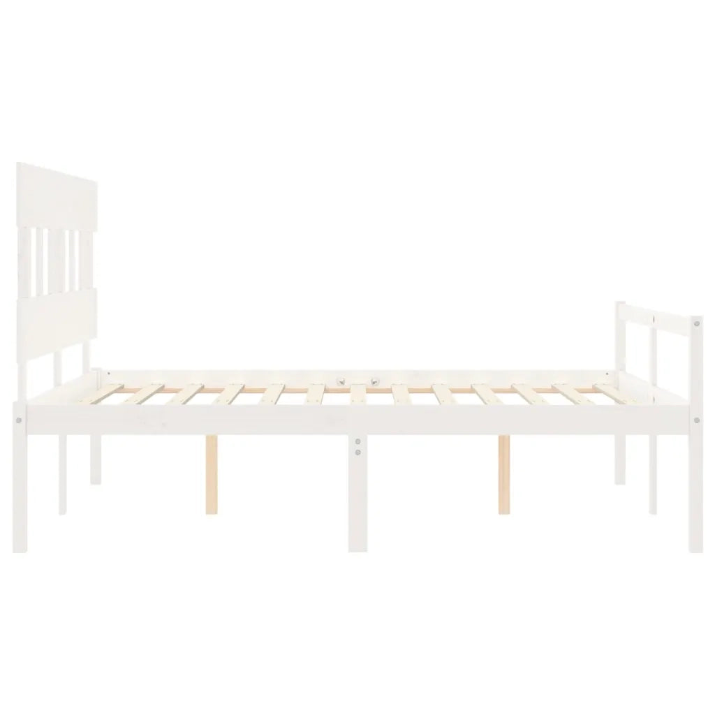 Letto per Anziani con Testiera-Struttura Letto per Anziani Bianco 160x200 cm Legno Massello 224933