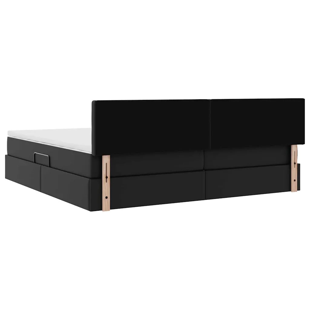 Letto con contenitore e materasso Nero 200 x 200 cm