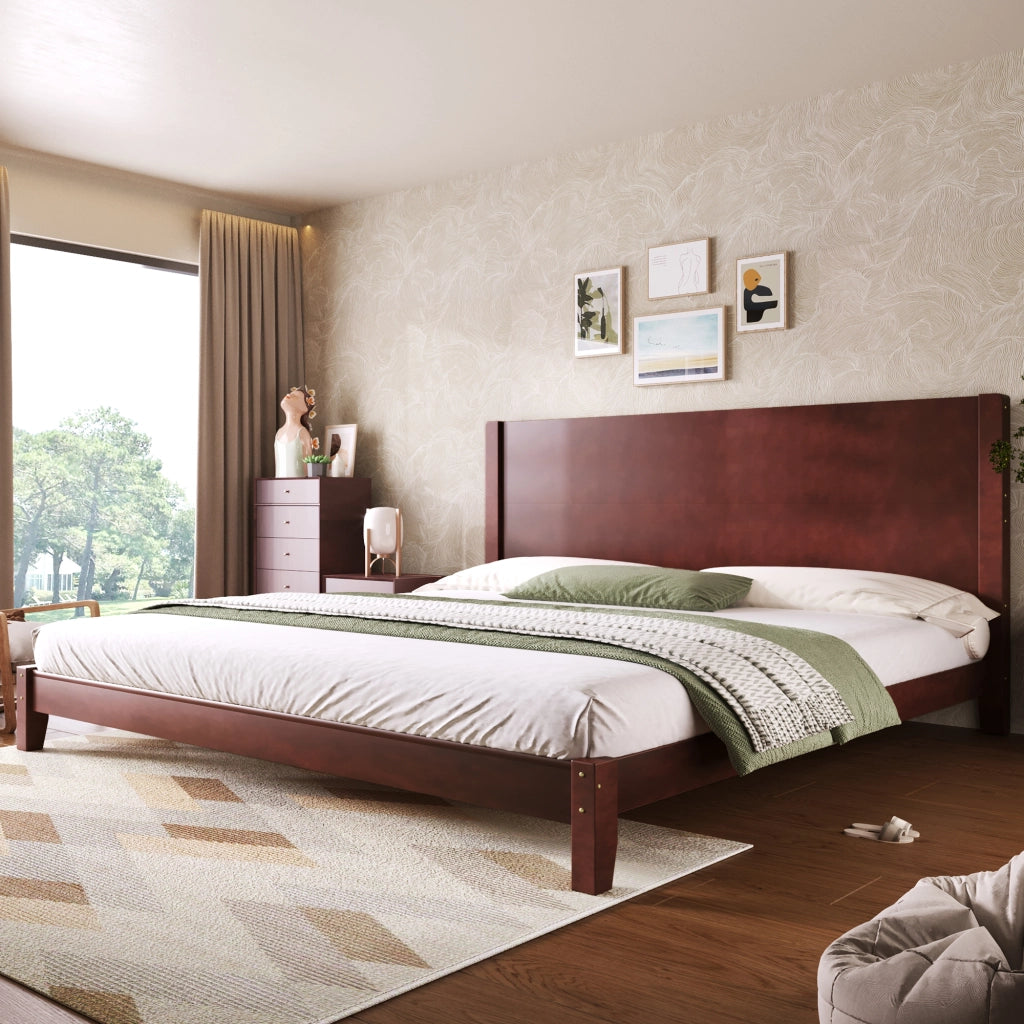 LETTO piattaforma 180x200 cm con testiera e rete a doghe, marrone