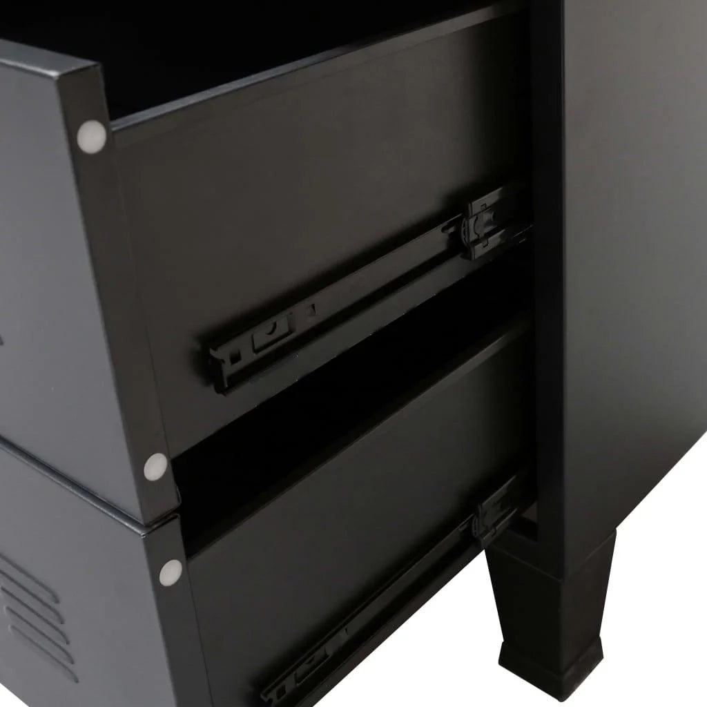 Credenza/mobiletto/consolle/mobile contenitore in metallo in stile industriale con cassetti 93 cm nero 4402223