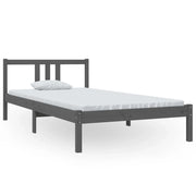 Letto singolo | Letto per adulti | Giroletto Grigio in Legno Massello 100x200 cm