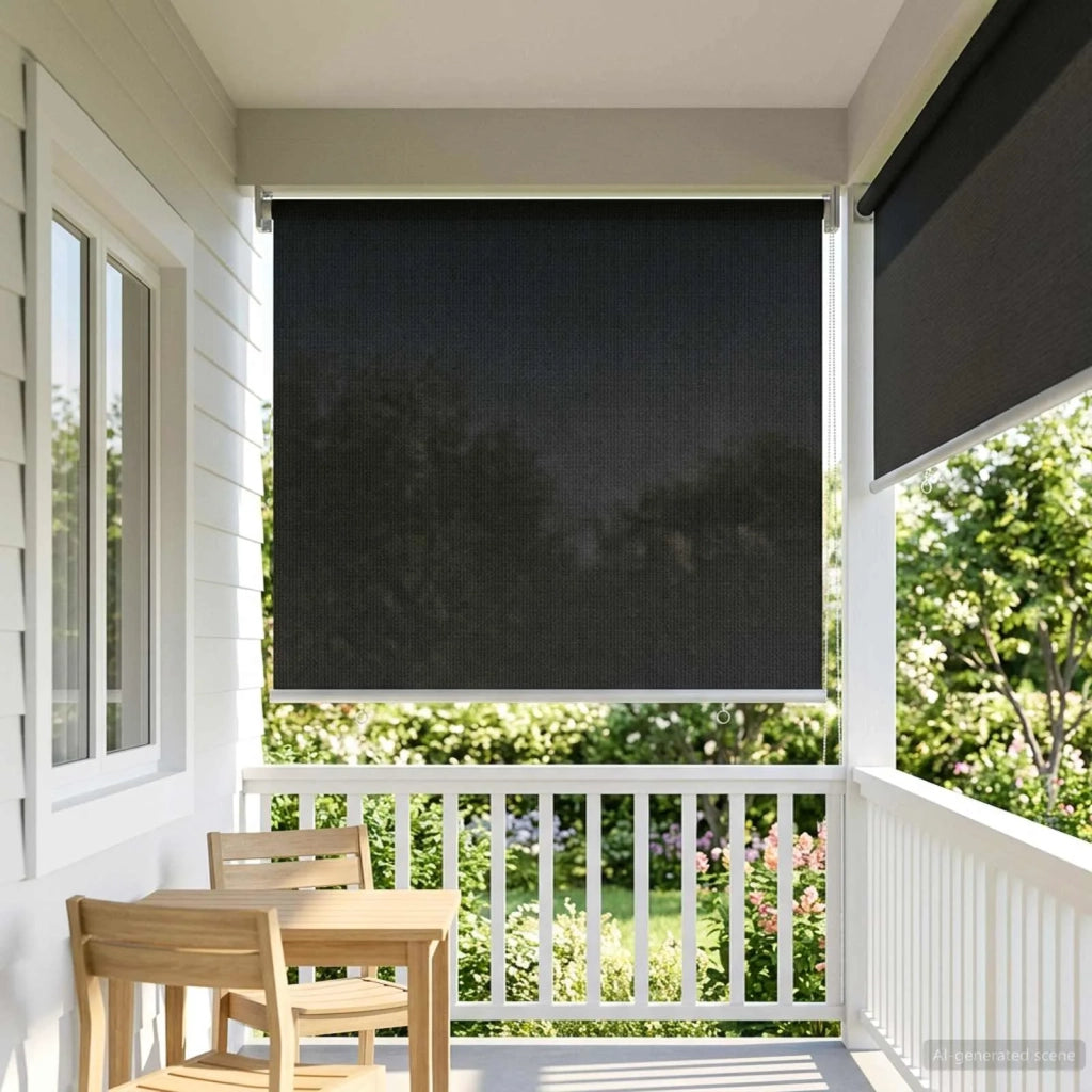 Tenda a Rullo Esterno Blocco UV 90% Nero 80 x 140 cm HDPE 42036065