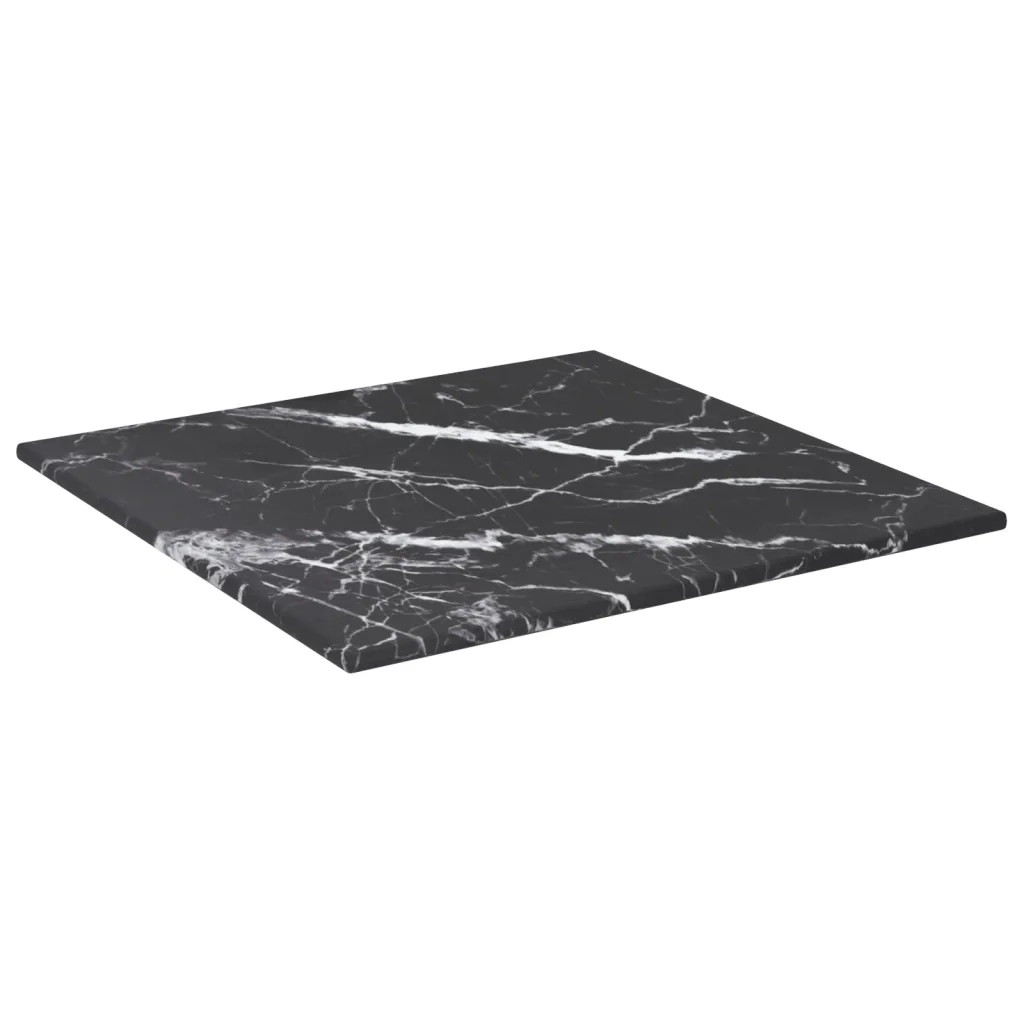 Piano Tavolo | Superficie Tavolo | Piano Scrivania Nero 30x30 cm 6 mm Vetro Temperato Design Marmo