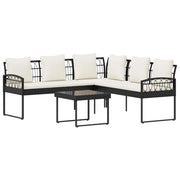 Set Divano da Giardino con cuscino 2 pz | Set Salotto da Giardino Nero e Crema