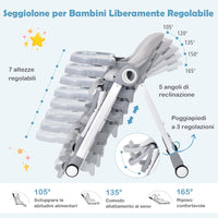 Seggiolone Pappa, Seggiolone Pieghevole con 4 Ruote, Seggiolone per Bambini con Altezza, Schienale e Poggiapiedi Regolabili, Vassoio Rimovibile, per Bambini 6-36 Mesi, Fino a 15 kg