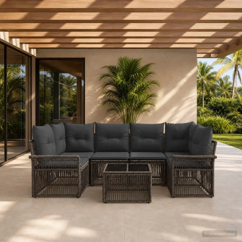 Set Divano da Giardino 7 pz Grigio polyrattan 3434765